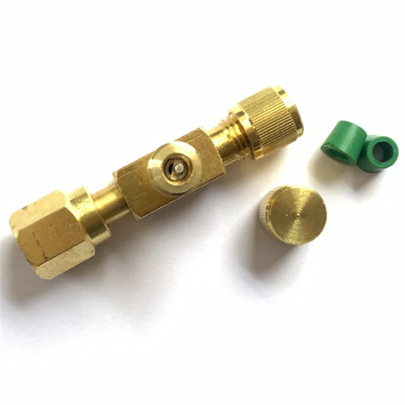 NOCM T-Adapter Met Draaibare 1/4 SAE Buitendraad Fittings Nieuwe Pomp Massief Messing Koeling Service Klep