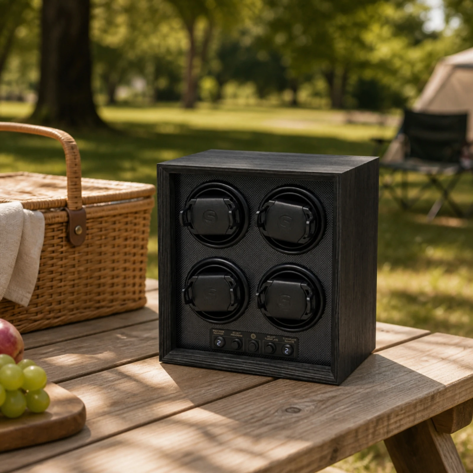 Automatic Watch Winder Box with Quiet Full Tooth Motor and Four Watch Slots for Home Display