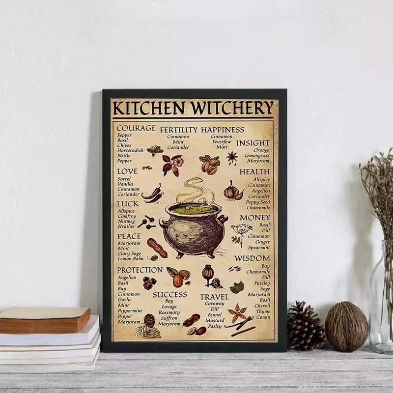 Fantasy Witch Magic Knowledge Murals Home Decor Kitchen Fun Canvas Print Posters and Prints Magic Art Gifts