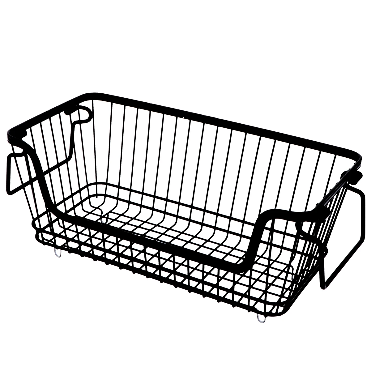 

Premium Iron Storage Basket Dual Handles Household Kitchen Organizer Corrosion Resistant Compact Design For Snacks Fruits Eggs