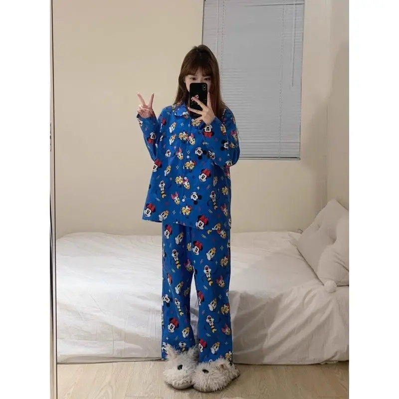 Cartoon Cute Pajamas Lapel Set for Women Comfortable and Skin-Friendly Printed Student Home Clothes Holiday Gift