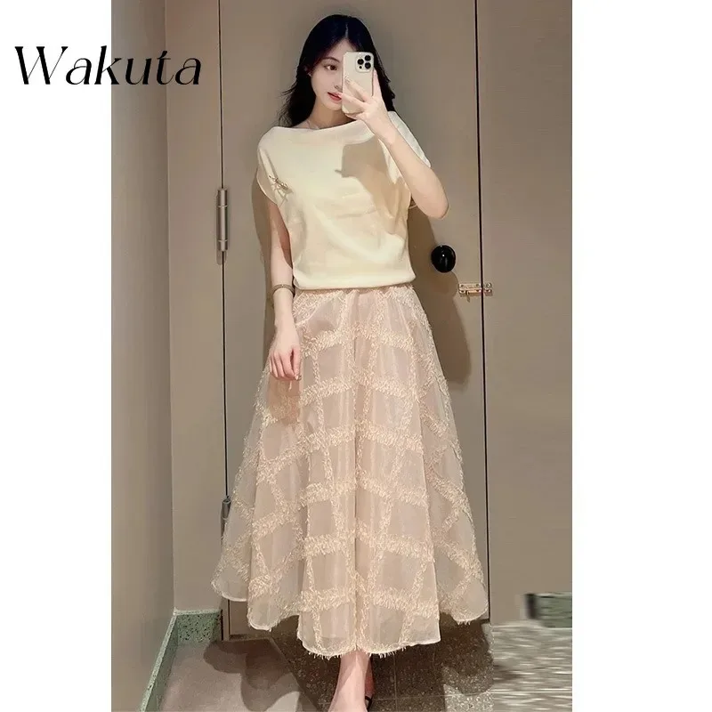 Wakuta Fashion Chic Female Trendy Robe Sweet Plaid Lace Japan Style Dress Slim Fit A-line Solid Color Temperament Vestidos