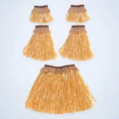 Conjunto de saia de grama havaiana, 5 peças, adulto, fantasia de dança hula para mulheres, festival, verão, férias, festa, praia, evento