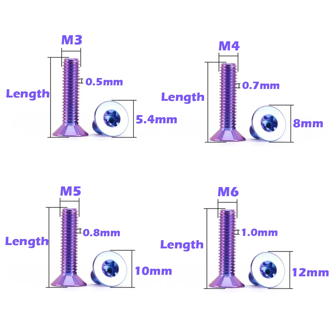 1/2/3Pcs Titanium Bolt M3 M4 M5 M6 Flat Head Countersunk Six Lobe Torx Screw Bicycle Motorcycle For Motorcycle Modification