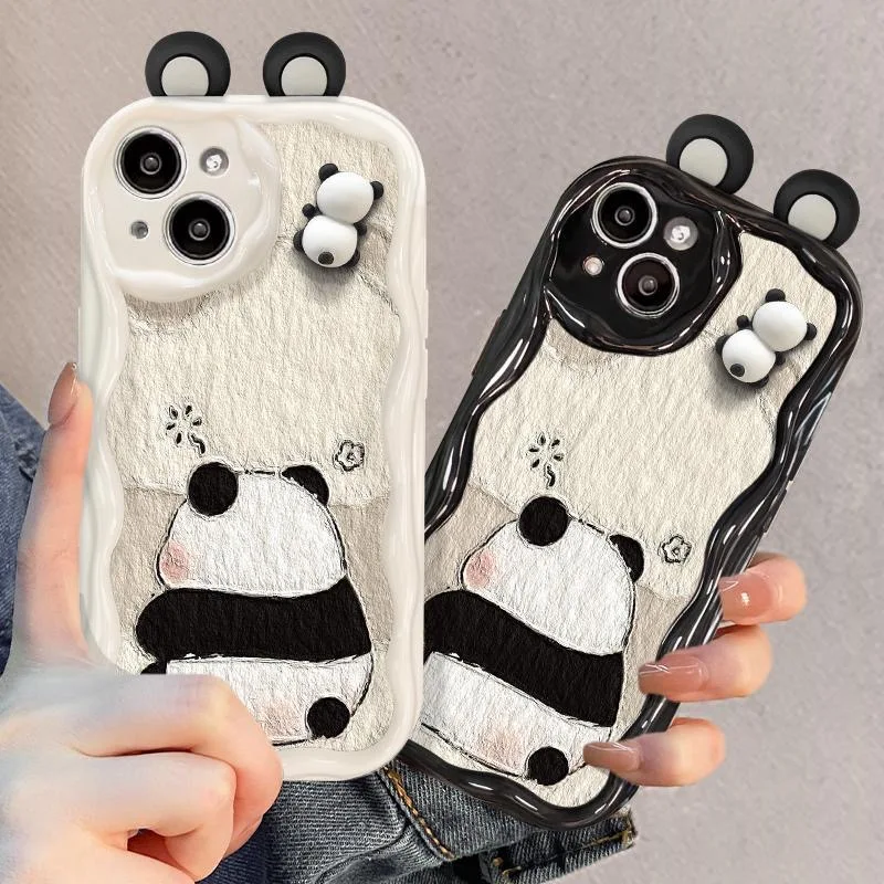 

Funny Panda Toy Cartoon Ear Wave TPU Soft Phone Back Case For iPhone 15 14 13 Mini 11 12 14 Pro Max X XS Max XR 7 8 Plus SE Capa