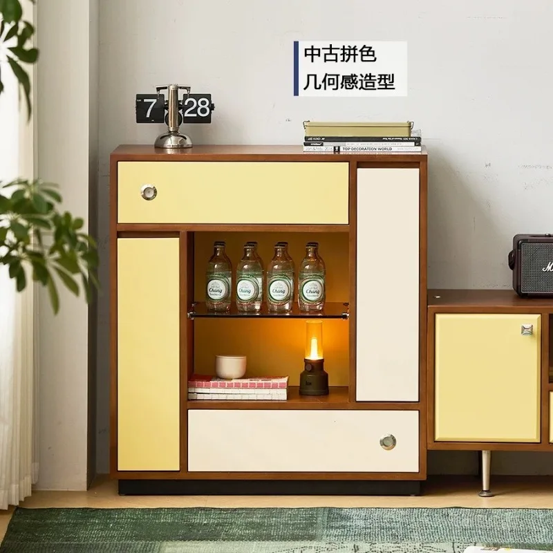 

Nordic Bauhaus solid wood dining side cabinet, storage cabinet, TV side cabinet, living room corner small wine cabinet