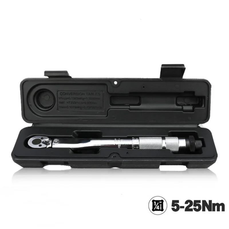 Adjustable 5-25NM Car Bicycle Motorcycle Disassembly Tool 1PC Ratchet Torque Wrench 1/4 Inch Drive Torque Wrench