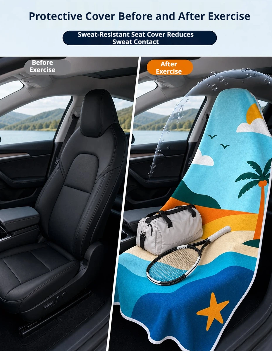BLALION 160X80CM Autositzkissen Schweißtuch Waschbar Rutschfester Autositzbezug Strandtuch Matte für Auto Fitnessstudio Workout Laufen – Detail 1