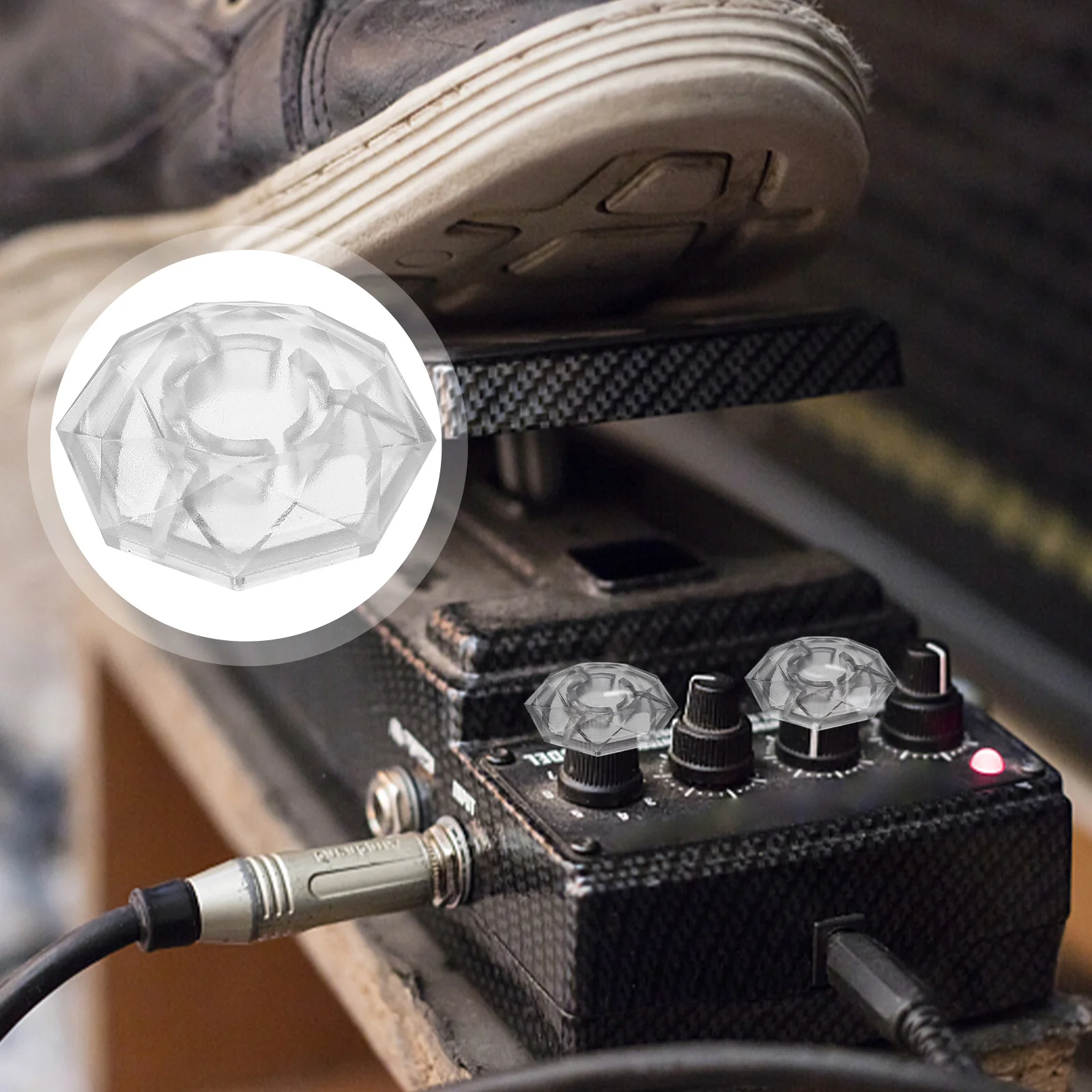 

Electric Guitar Parts Effect Peg Cap Buttons Pedal Accessories Diamond Style Caps Transparent Plastic