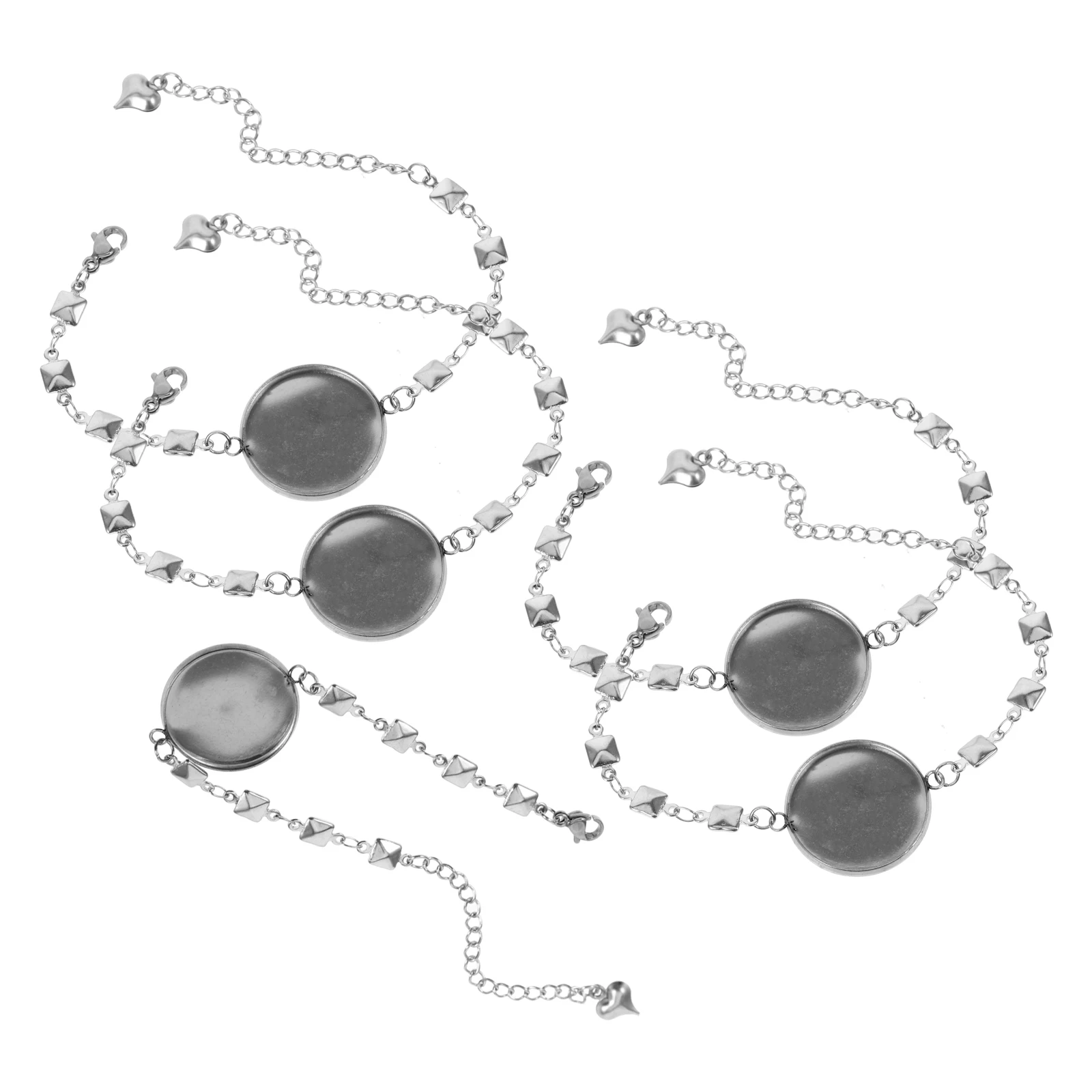 

5 шт., пустой поднос для подвески из нержавеющей стали, круглый ободок для браслета, прочный DIY ремесло, изготовление ювелирных изделий, пустой поднос для подвески, браслет