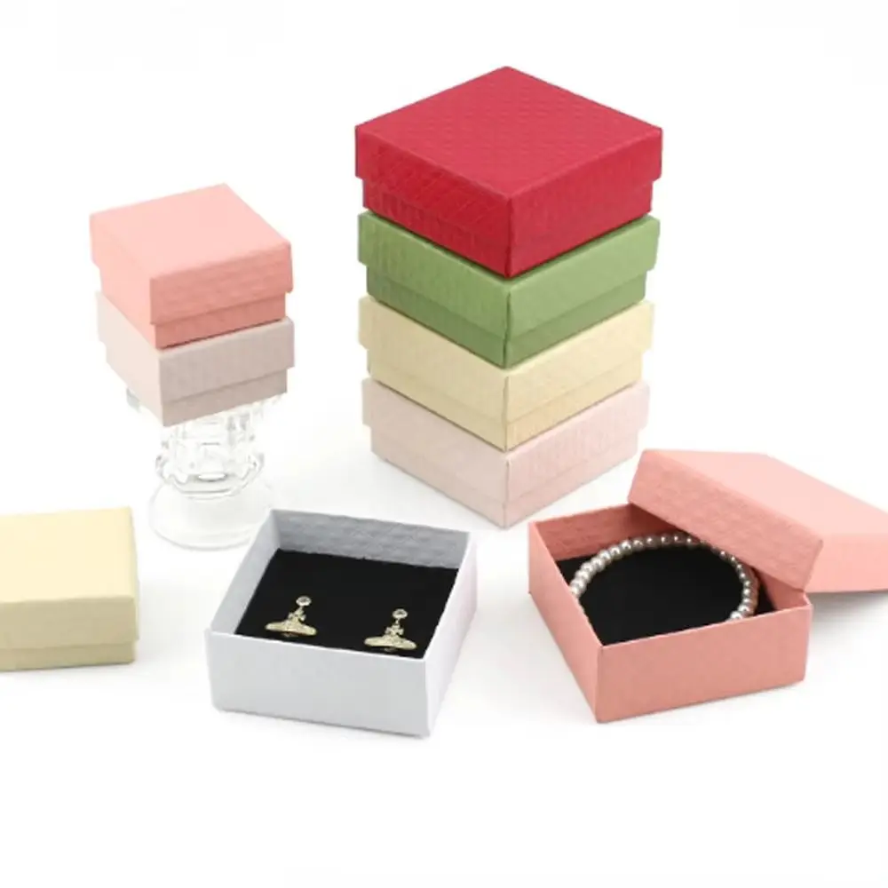 6Pcs High Quality Sponge Case Jewelry Gift Box Paper Multicolor Earring Organizer Exquisite Stud Packaging Box Wedding Favors