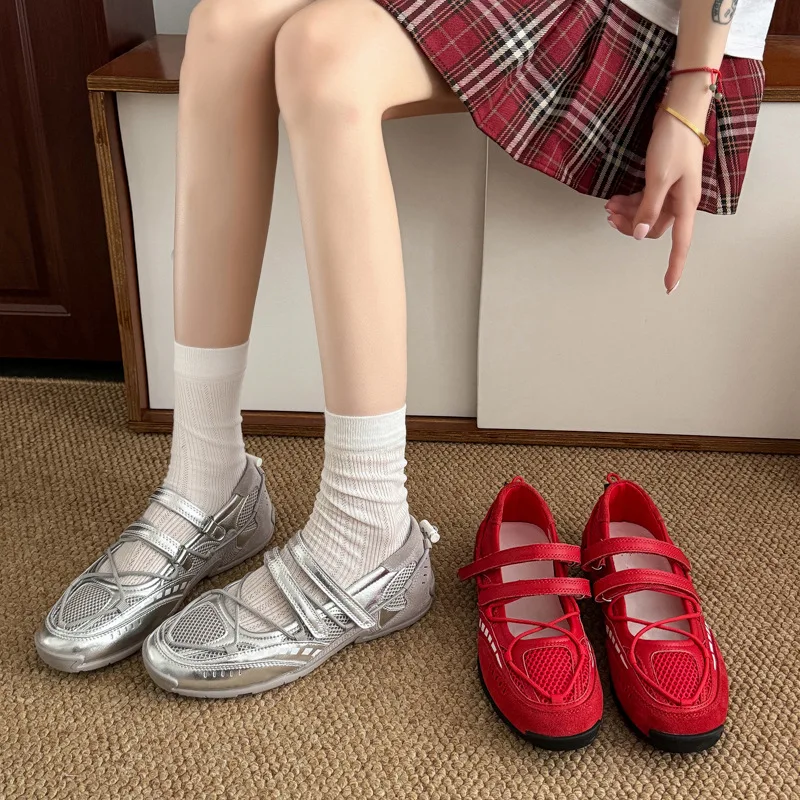 

2025 Women's Early Fall Mary Jane Dad Shoes Platform Training Sneakers Breathable Slip-On Height Increasing Casual Sports Shoes