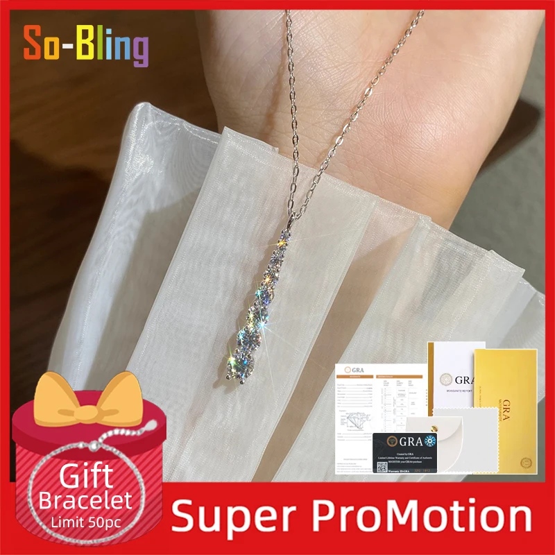 

So-Bling 1 Digit Luxury Moissanite Pendant Necklaces 925 Sterling Silver Necklace For Women Party Gift Jewelry
