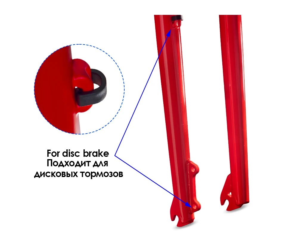 Funsea Fahrradgabel aus Stahl, Starr, für Scheibenbremsen, Glänzend Rot-Orange-Schwarz Verchromt, Gewindelos mit Kostenlosem Steuersatz – Detail 3