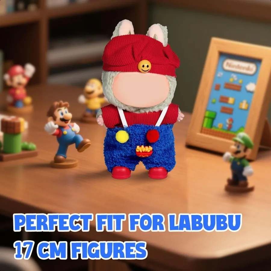 AICase for Labubu Clothes for Labubu OutfitsClothes Set for 17cm Lububu Doll 3 Piece Set Hat Clothing for LA BUBU Boys and Girl