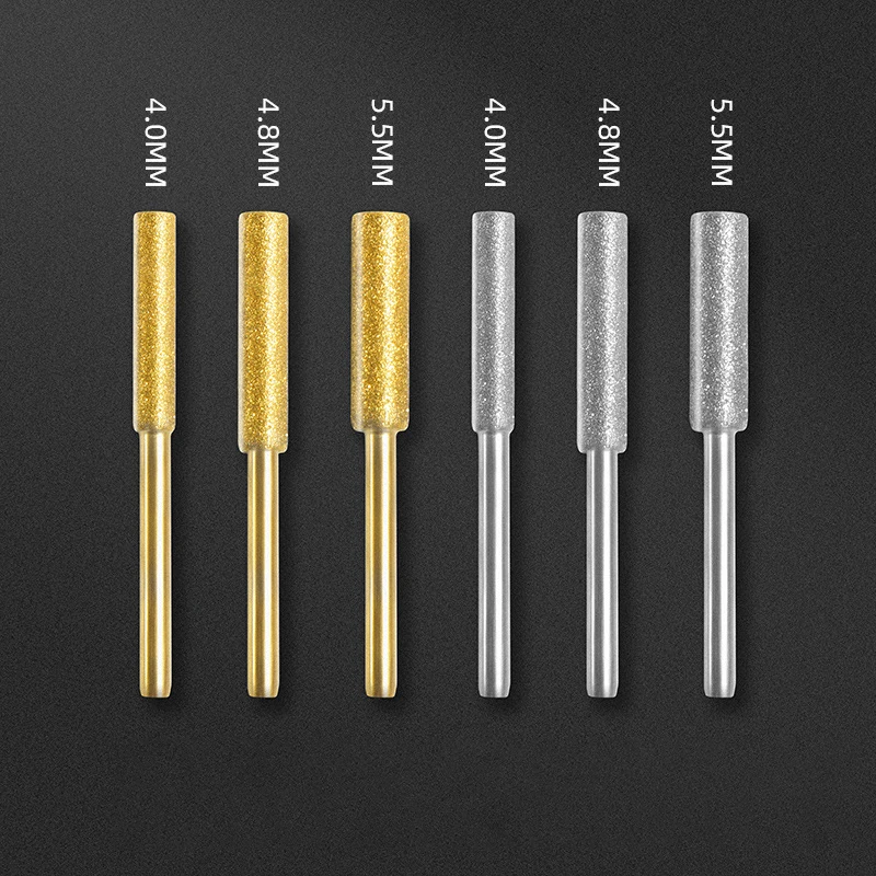 Afiador cilíndrico de motosserra, serra de corrente, escultura revestida, ferramentas de diamante, arquivo de moagem de rebarbas, 4/4.8/5.5mm, pedra 6/12 peças