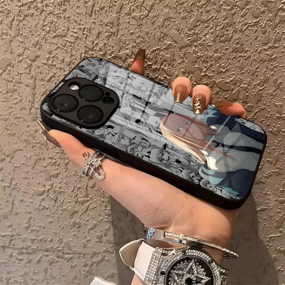 

Чехол для телефона с изображением аниме «Человек с бензопилой» для IPhone 15 Pro Max 14 Pro 12 16 11 13 Mini X XR XS 8 7 Plus SE, задняя крышка из закаленного стекла