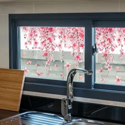 NEW 1 Set Pink Flower Static Window Stickers Diy Wallpaper Wall Sticker Decals Festival Home Decor Crafts Window Cling Sticker