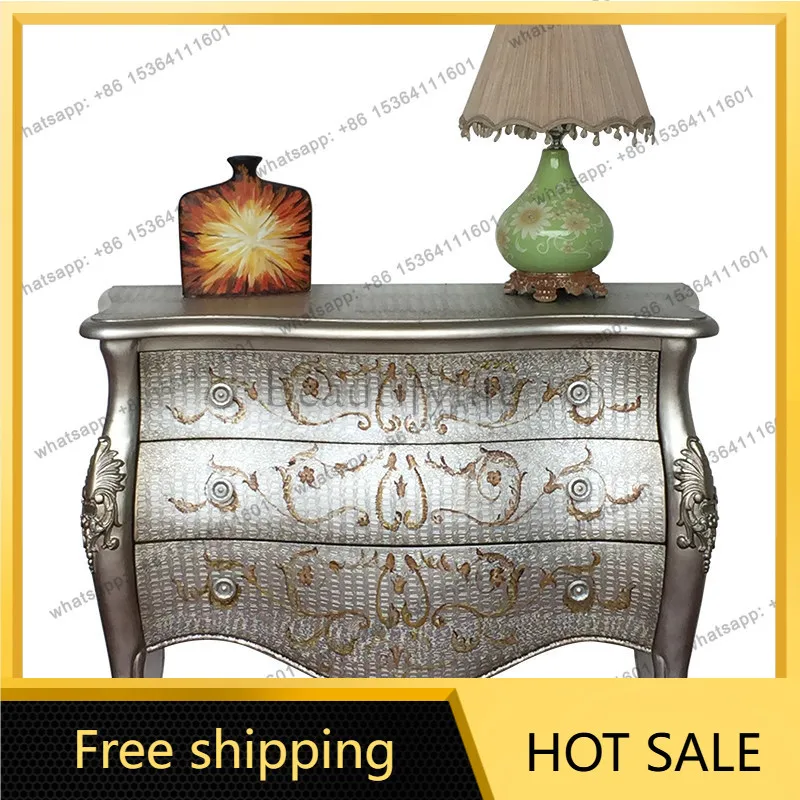 XX. European and American style, light luxury foyer decorative cabinet, living room retro solid wood, entrance cabinet