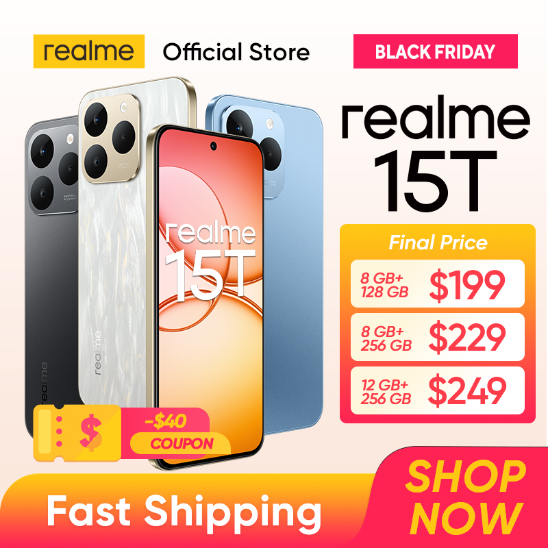  [World Premiere] realme 15T 5G Smartphone 50MP Front & Rear AI Cameras 7000mAh Battery 4000nit 4R Comfort+ AMOLED Display IP69 