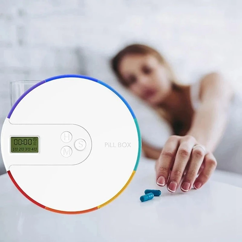 7-Day Automatic Pill Dispenser Weekly Smart Timing Pill Reminder For With Alarm,Portable Electronic Medication Organizer