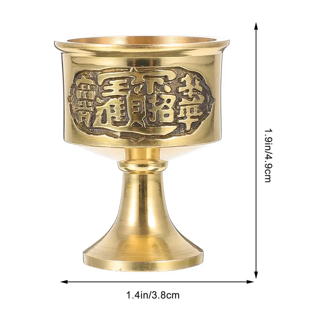 2Pcs Copper Buddhist Water Cup Smooth Premium Material Auspicious Ornament for Ancestor Worship Cup