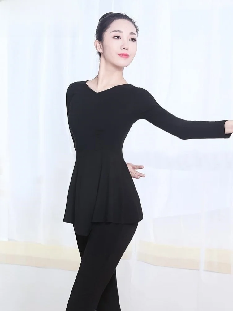 

Одежда для йоги больших размеров: свободный крой, V-образный вырез, модал, для тренировок, танцев, занятий спортом, скрывающая живот, для осени и зимы