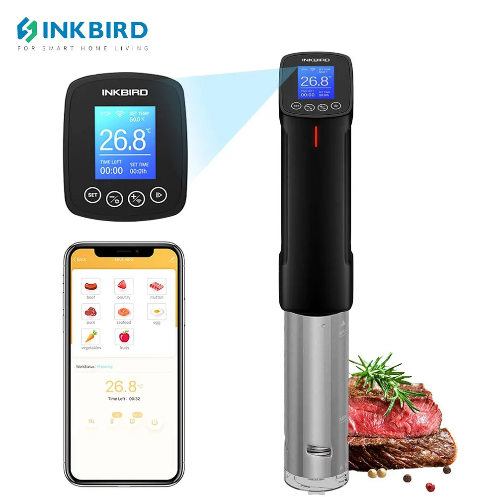 INKBIRD EU Wifi Culinary Sous Vide ISV-100W Home Precision Cooker Durable Immersion Circulator with Stainless Steel Components