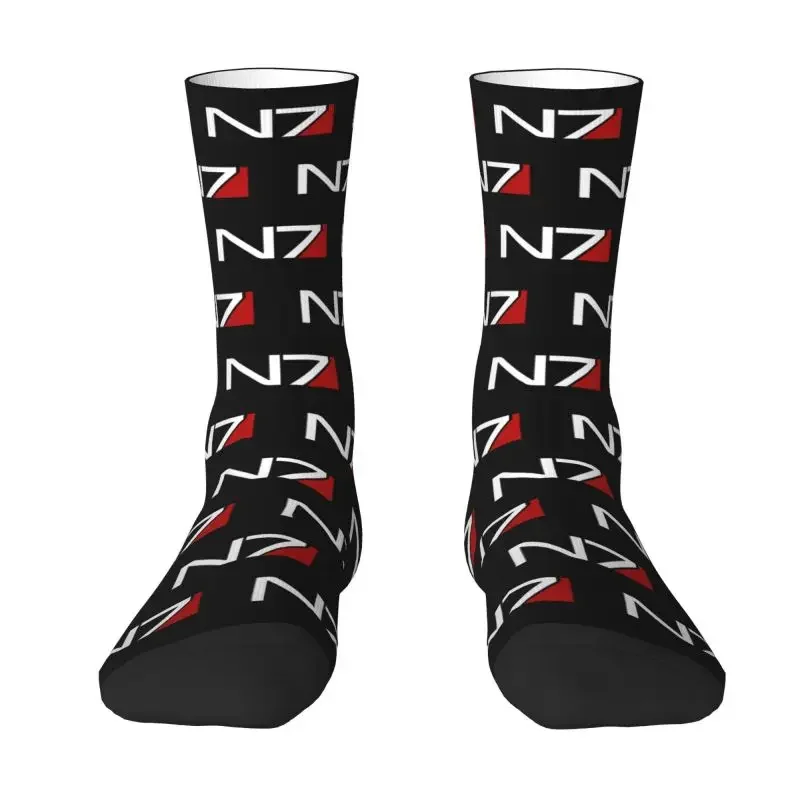 Video Game Mass Effect N7 Men's Crew Socks Unisex Funny 3D Printing Dress Socks