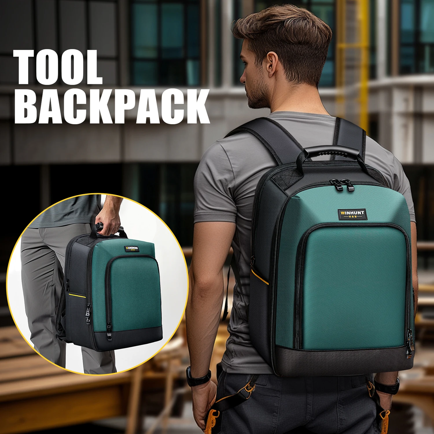 WINHUNT，Tool Backpack with Adjustable Shoulder Straps, Multi-pocket Waterproof Tool Storage Backpack (for Electricians)