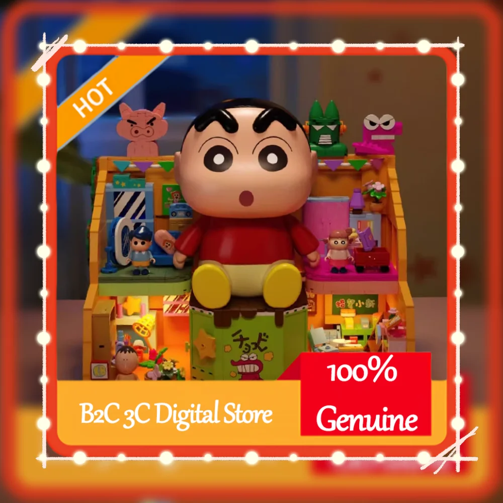 Areax Crayon Shin Chan Anime bloques de construcción caja misteriosa modelo de dibujos animados juguete de ensamblaje para fanáticos regalo sorpresa para adultos y niños