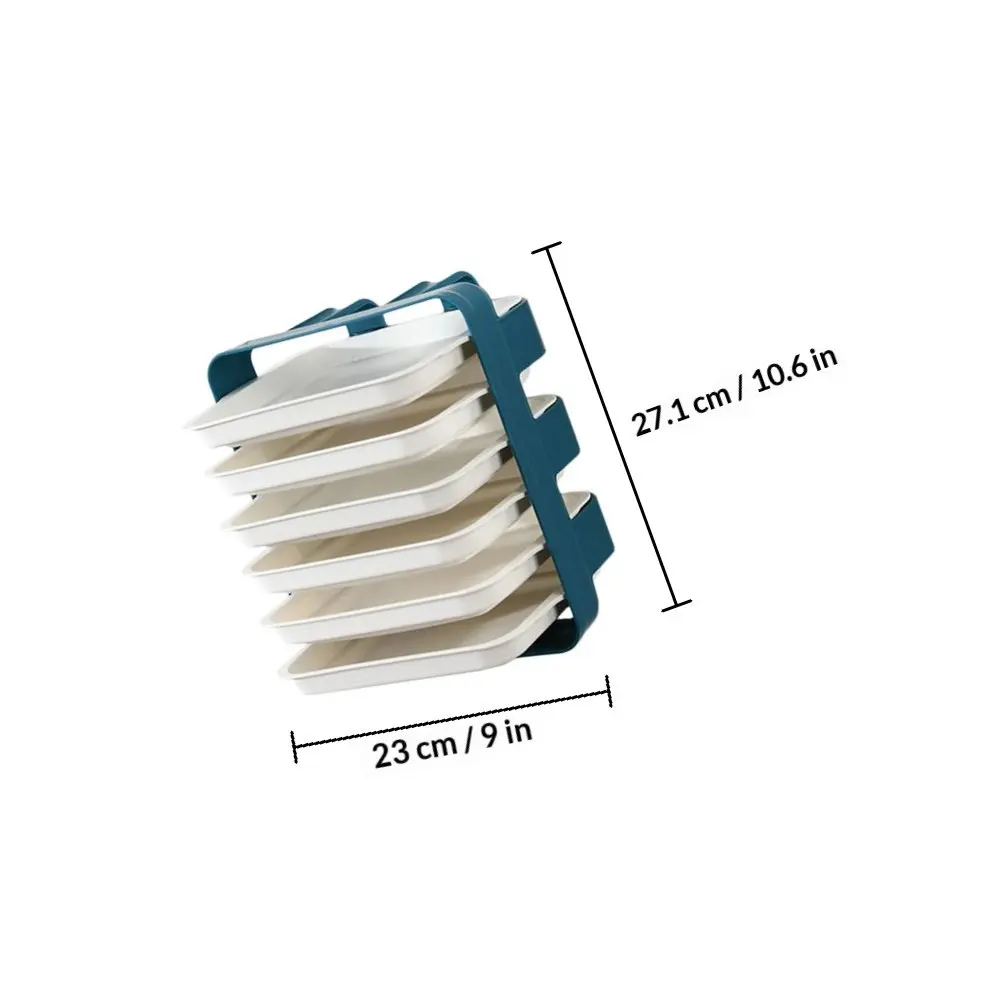1Set Kitchen Draining Rack Blue Stackable Plastic Plates Break Resistant Side Dish Tray Hot Pot Vegetable Plate Wall-Mounted - view 2