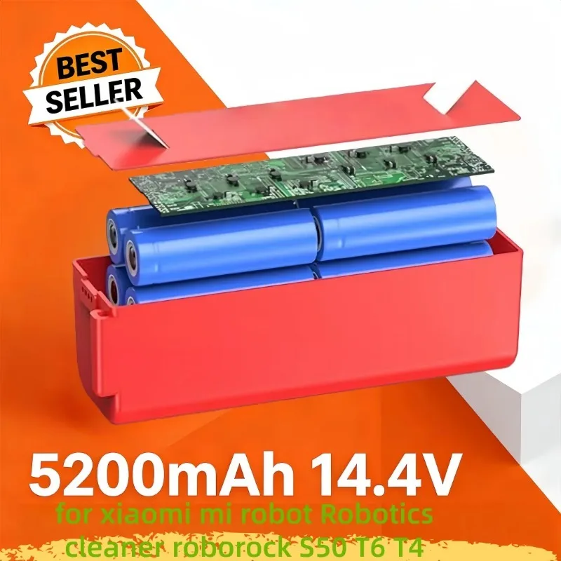 New Version 6500mAh 14.4V Battery for Xiaomi Roborock S50 S51 , Robot Vacuum Cleaner Accessories, Rechargeable Li-ion Battery