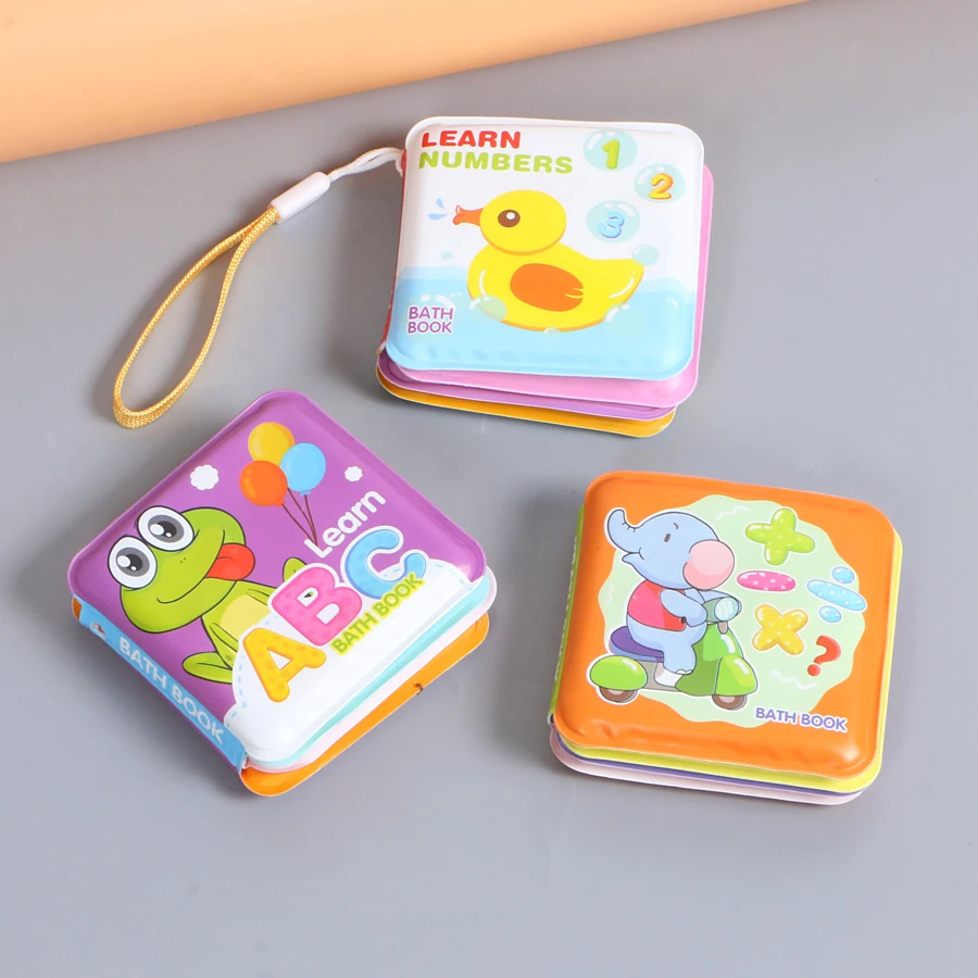 Baby Mini Bath Book Intelligence Development EVA Floating Cognize Book Squeeze-Sounding Dabbling Toy with BB whistle Bathing Toy