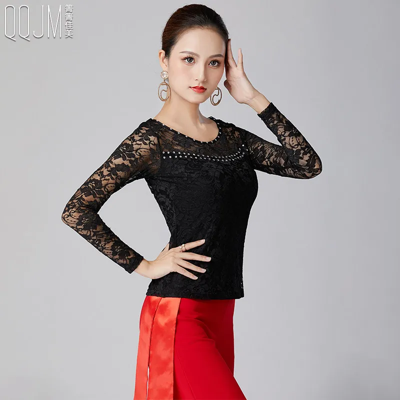 

Новинка 2026: Женский топ для бальных и квадратных танцев с длинным рукавом, профессиональный, модель Y038