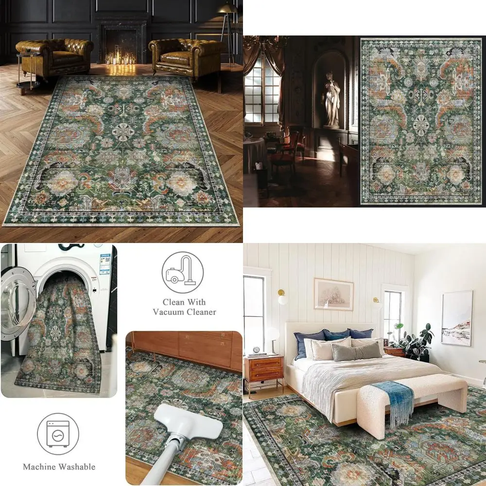 

Stain-Resistant, Water-Proof, Non-Slip Area Rugs for Living, Bedroom, Kids, and Nursery Rooms (Green, 5' x 7')