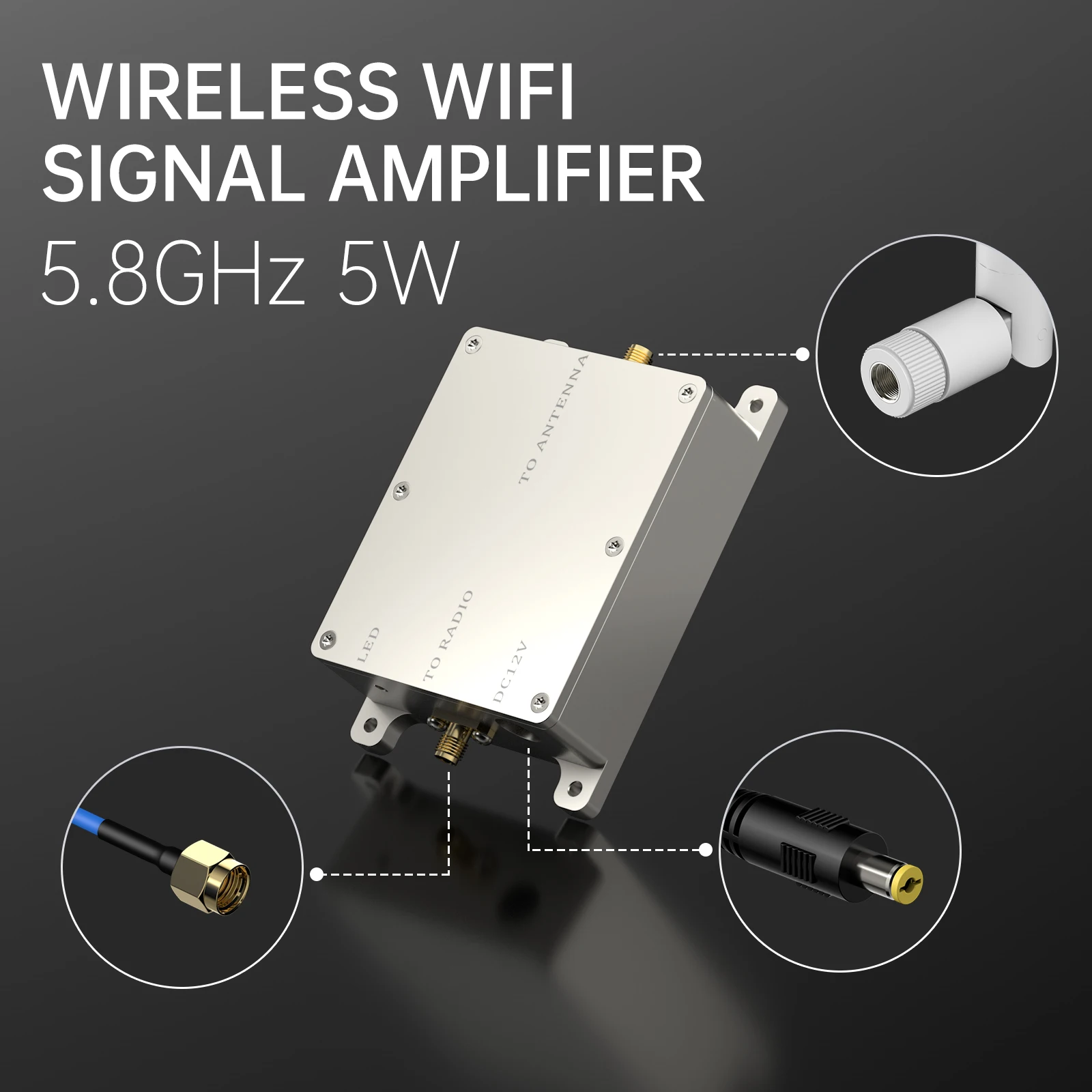AB028 5.8GHz 5W WiFi Signal Booster, 5150-5850MHz Bidirectional Amplifier for Drone, FPV & Wireless Network Range Extension
