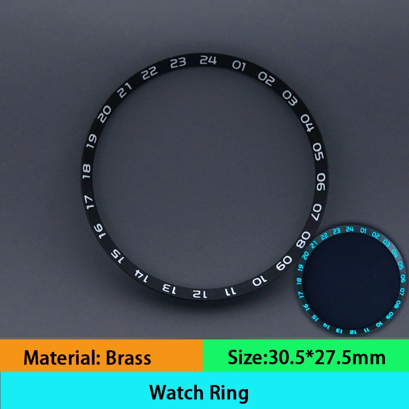 

30,5*27,5 мм синее и зеленое светящееся кольцо для часов, металлическое кольцо, подходит для SKX007 SKX009, аксессуары для часов для NH35 NH36 7S 4R, механизм