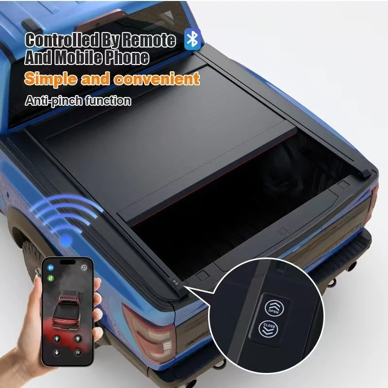 Truck Retractable Tonneau Cover For F150 Raptor,Hard Tri-Fold Electric RollUp Bed Cover for Ford F150 RANGER,Tailgate Compatible view 2