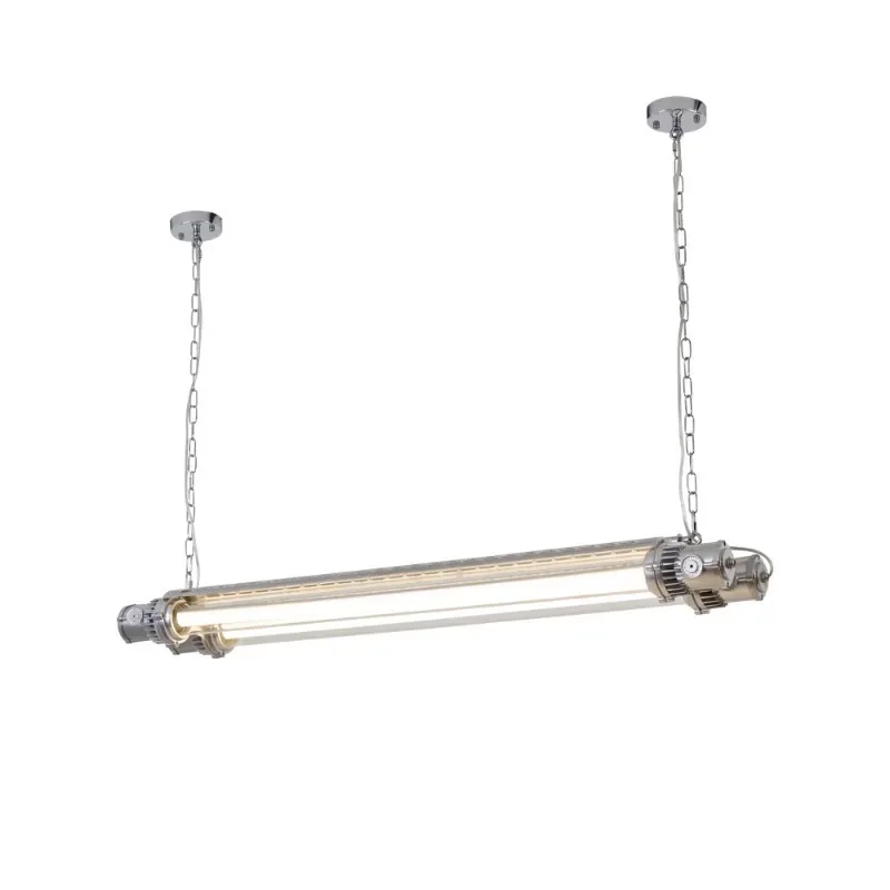 

Nordic retro cast aluminum industrial wind double tube fluorescent chandelier, creative personality bar restaurant cafe