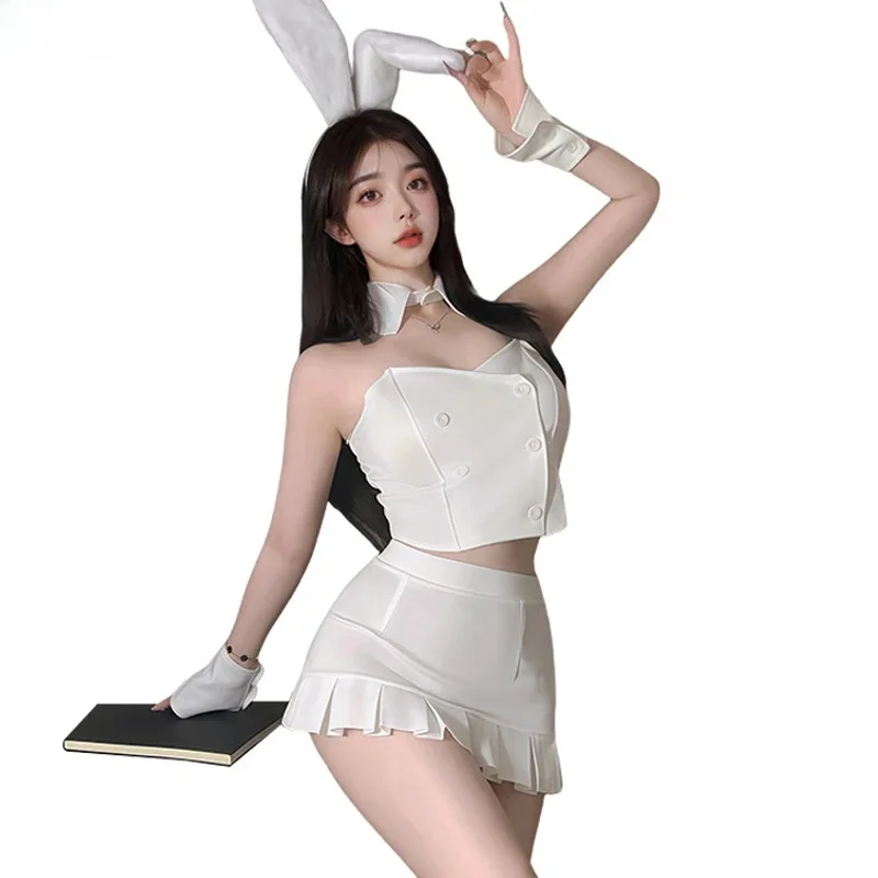 

Эротическая сексуальная женская униформа кролика для девочек, плюшевые белые кроличьи уши, головные уборы, наряды, карнавальный костюм