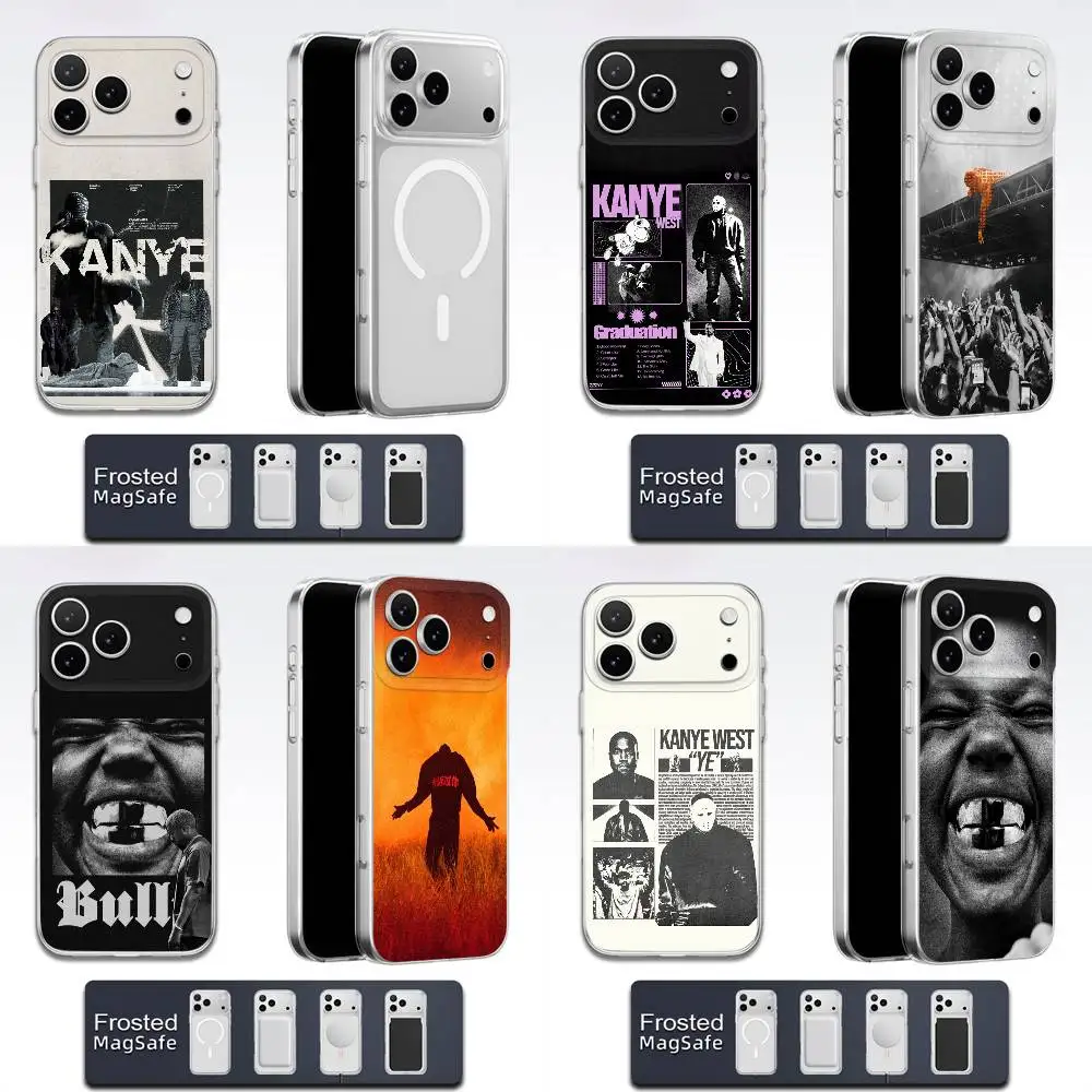حافظة هاتف K-Kanye West Bully لهاتف iPhone 17,16,15,14,13,12,11,Pro,Max,Plus,E,Air,Mini Magsafe شفافة بلوري