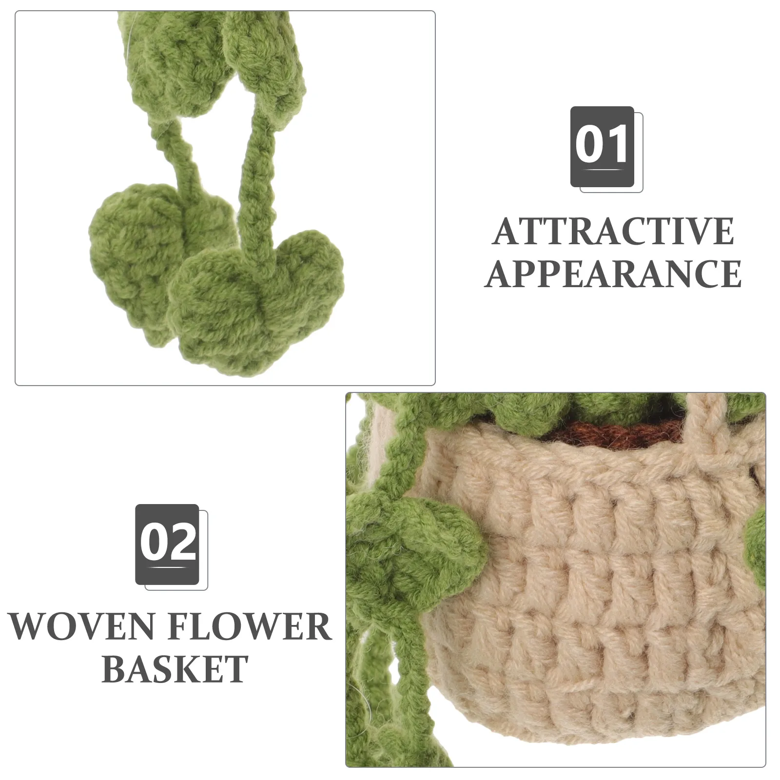 

s Car Mirror Hanging Accessories Rearview Decorative Crochet Plant Basket Pendant Car Interior Aesthetic Women