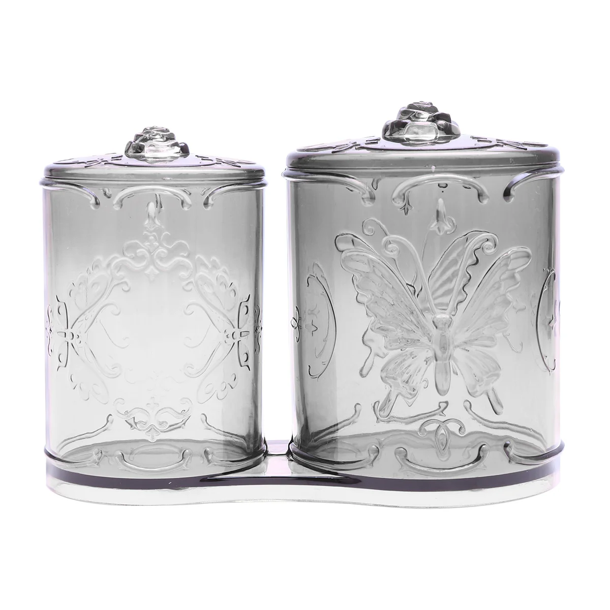 

Transparent Makeup Cotton Storage Box Vintage Acrylic Organizer With Lids Dual Compartment For Brushes Pencils