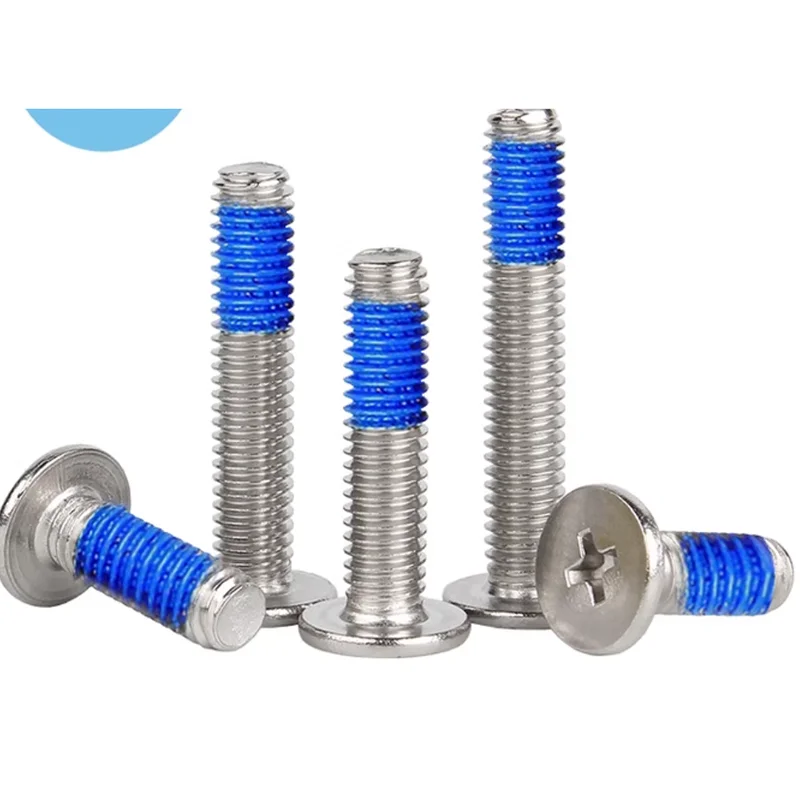 M1.4M1.6M2M2.5 stainless steel 304 phillips crossed thin flat head screw paint treatment anti-loose spot blue glue screw 1177