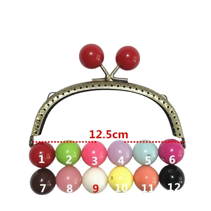 10PCS 12.5cm Metal Clutch Coin Bag Kiss Clasp Lock Clasp with Pearl Kiss Clasp Lock DIY Coin Purse Frame Handle Handbag Craft