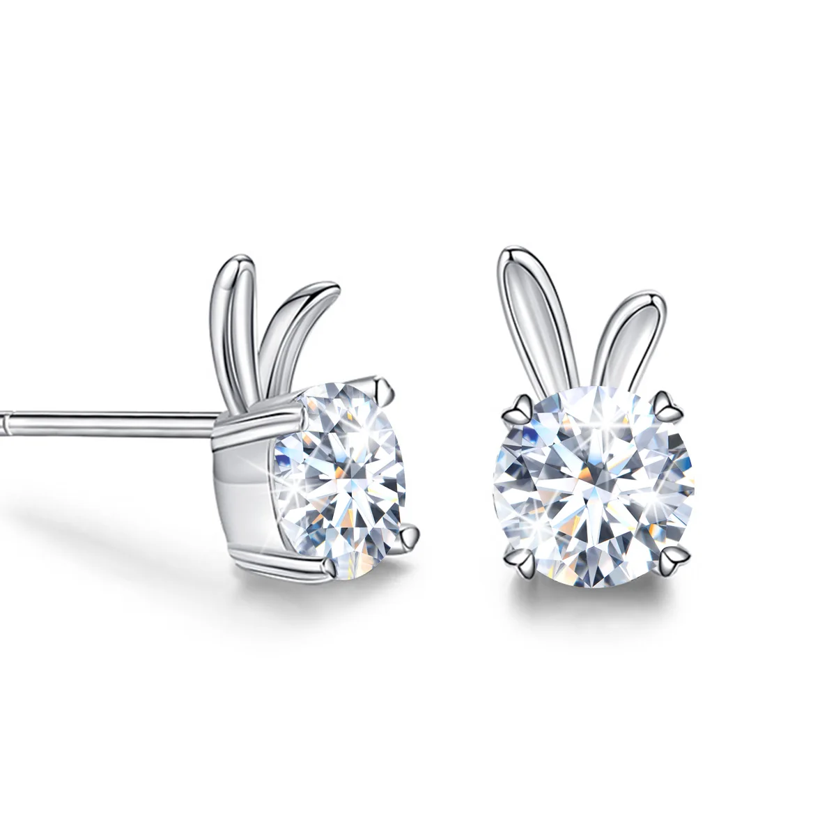 Szjinao – boucles d'oreilles en forme de lapin, bijoux fins de luxe, en argent Sterling 925, Moissanite, pour mariage, fiançailles, 1ct