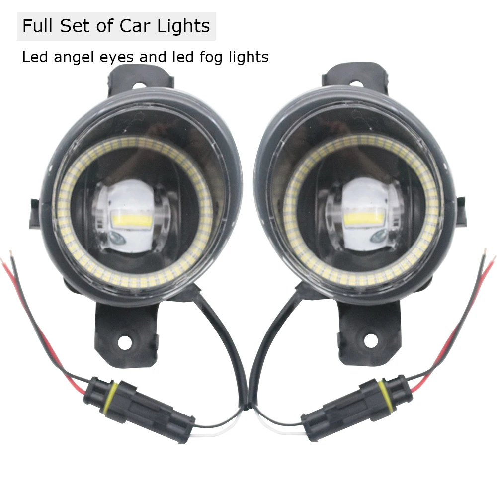 1-Pair Led Angel Eye DRL Daytime Running Light Car Fog Lamp Assembly Head Lights for Nissan Note, Versa Note E12 2014 2015 2016