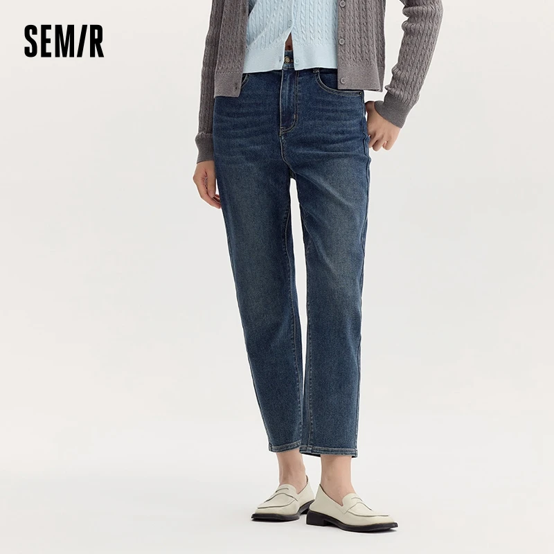 

Женские джинсы Semir, простые длинные брюки, осень 2024, новые универсальные конические брюки
