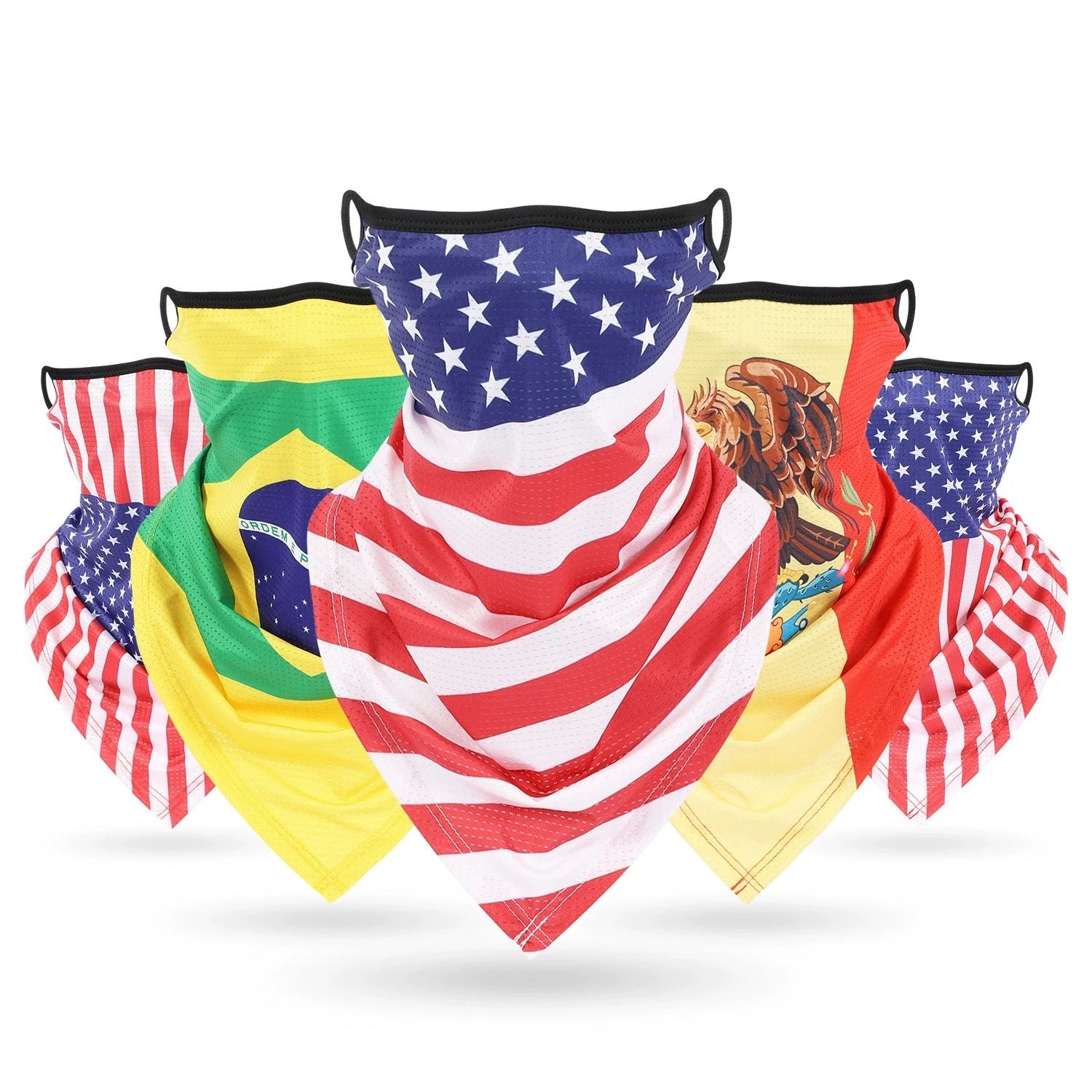 

Fashion Canada, Mexico, Brazil, USA, National Flag Print Earloops Balaclava Motorcycle Face Mask Cycling Neck Face Protection